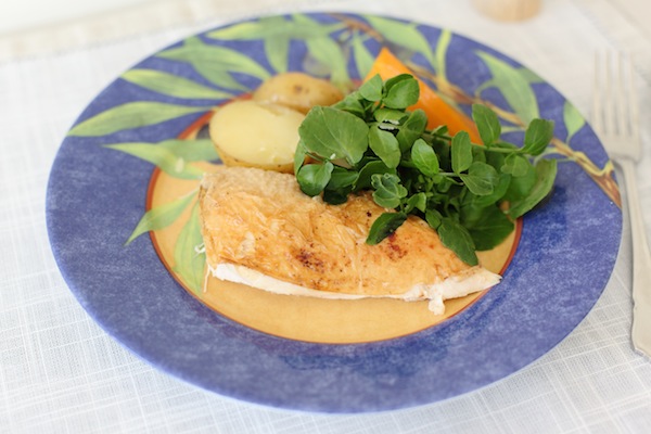 ProWare's Pot Roast Chicken on a blue plate