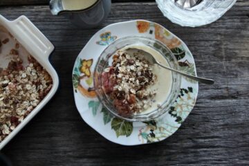 Rhubarb Crumble with Oats and Malted Custard by Ren Behan