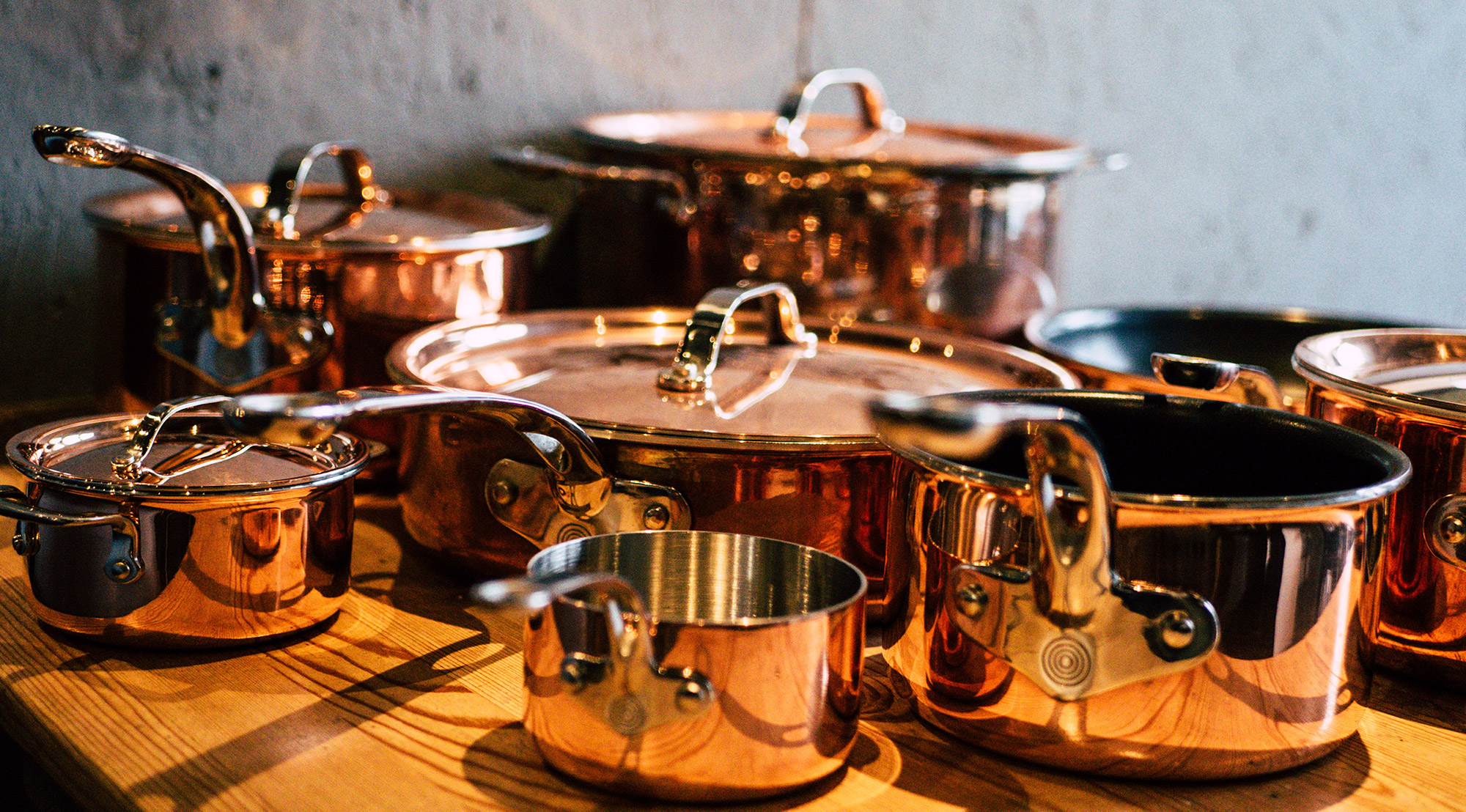 A selection of 6 ProWare Copper Tri-Ply pans